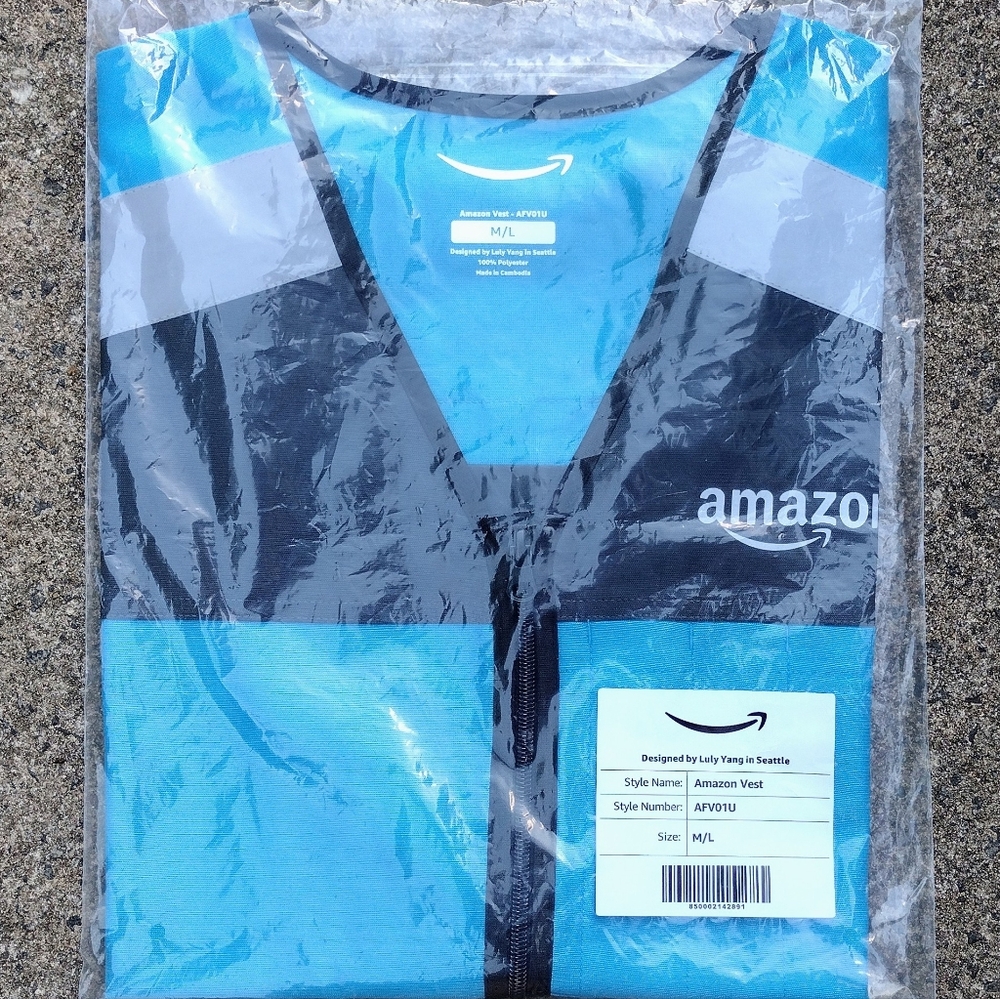 Amazon Flex DSP Unisex Delivery Driver Safety Reflective Full Zip Vest Size M/L